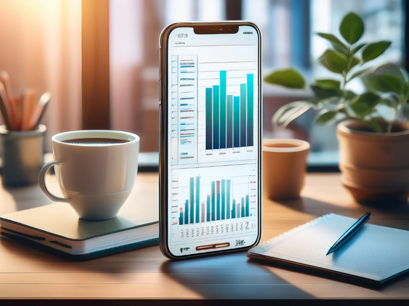 スマホ画面に映し出された家計簿アプリ